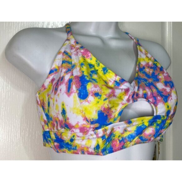 3 for $15 JESSICA SIMPSON Tie Dye Tie‎ Cropped Cami Cutout Deep V Neck, Small - Picture 3 of 9